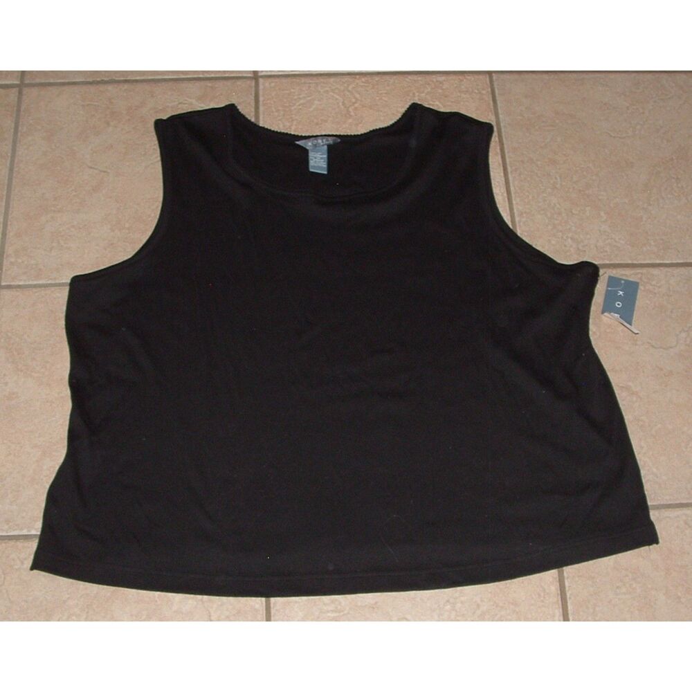 NEW NWT Black Plus Sz 3X (24-26) Soft Stretchy Cotton Blend Sleeveless Top KORET